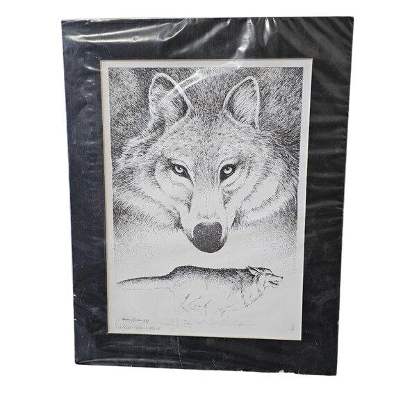 Limited Edition Brad W Foster 1997 Winter Wolf Print 214/500 11" X 14" Matted